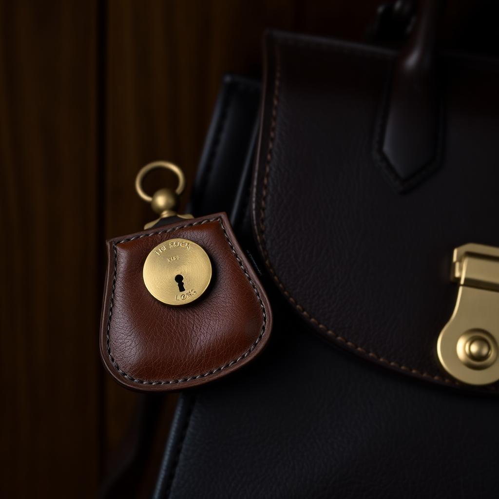 Antique brass kiss lock coin purse next to a structured leather handbag with a polished brass turn lock closure.